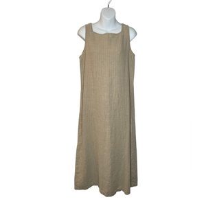 Eileen Fisher Tan Sleeveless Linen Maxi Dress Size Medium